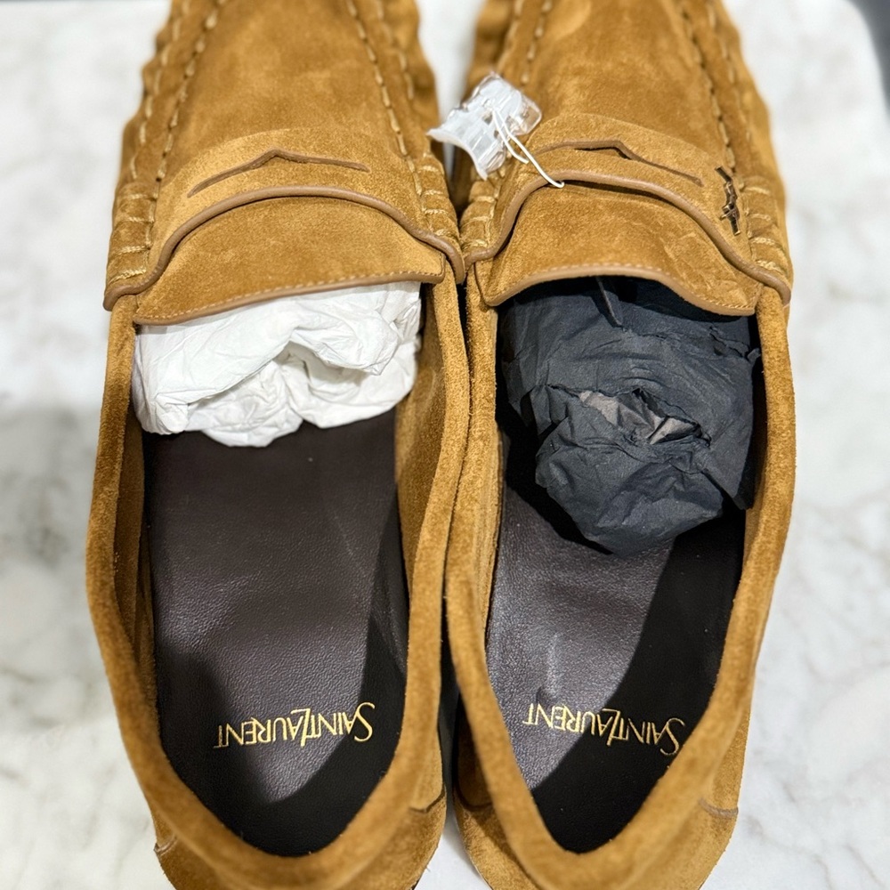 Saint Laurent Brown Suede Loafers